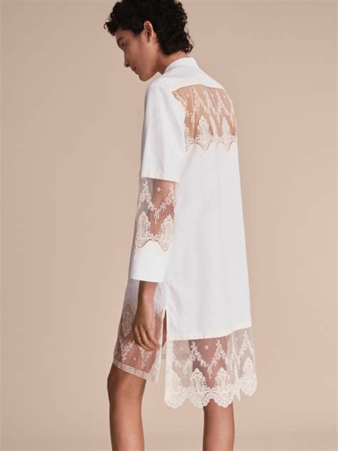 burberry lace cutwork cotton shirt dress|Designer Dresses For Women .